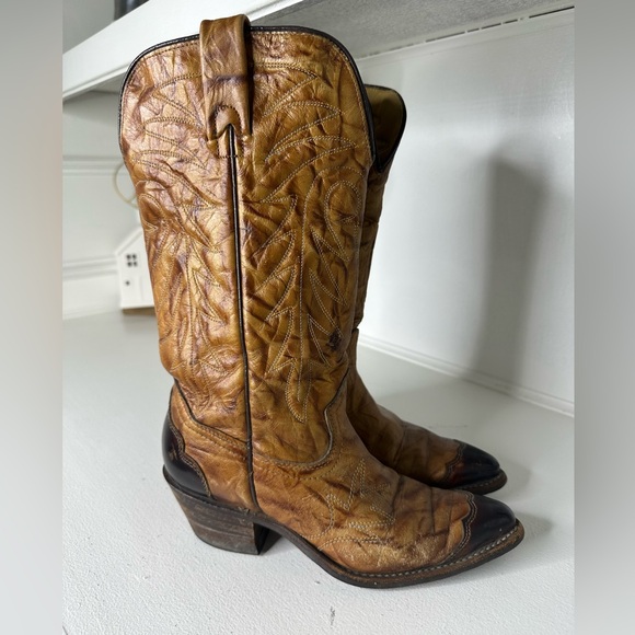Vintage Texas Country Western Boots | Two-Tone Brown Leather | Women’s Size 6 - Picture 6 of 11
